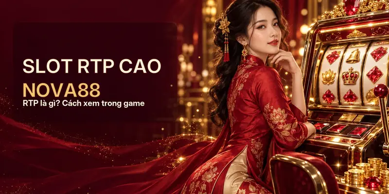 Ảnh bìa Slot RTP cao Nova88 với nhân vật nữ và máy slot