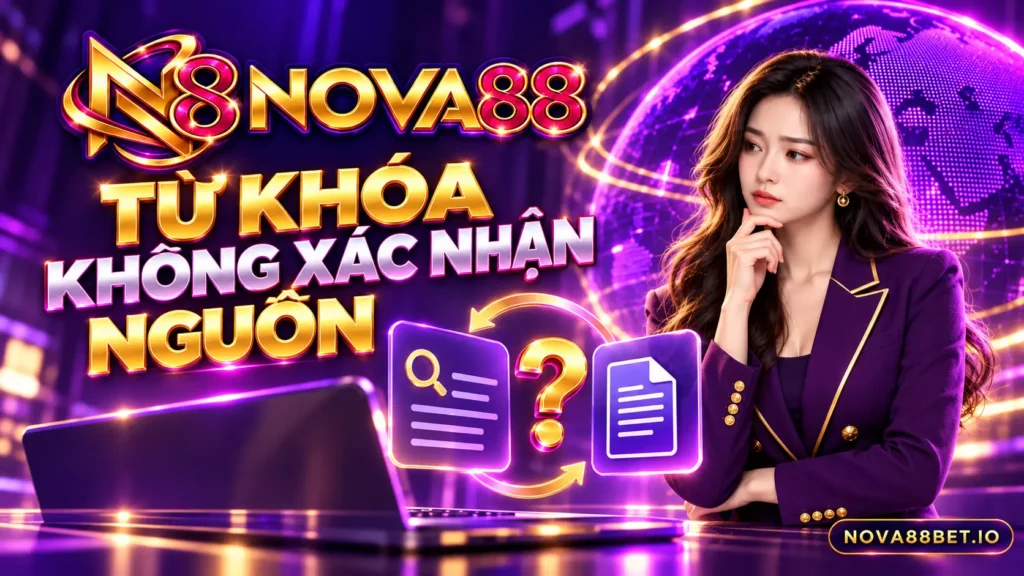 Nhân vật nữ minh họa phân biệt từ khóa thương hiệu với bằng chứng về nguồn
