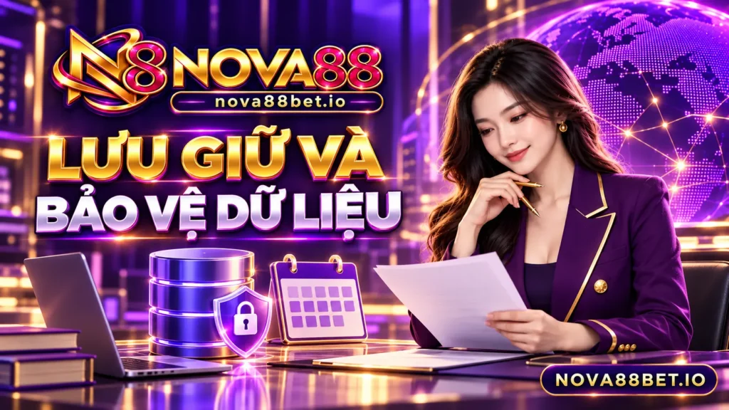 Nhân vật nữ minh họa các mục lưu giữ và bảo vệ dữ liệu cần xác minh