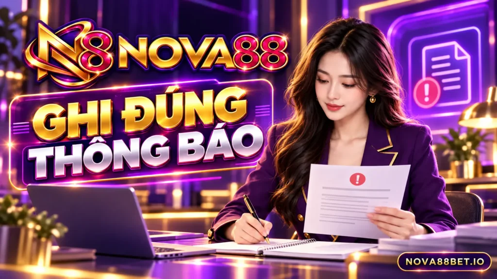 Nhân vật nữ minh họa ghi đúng thông báo cho bài bảo vệ tài khoản Nova88
