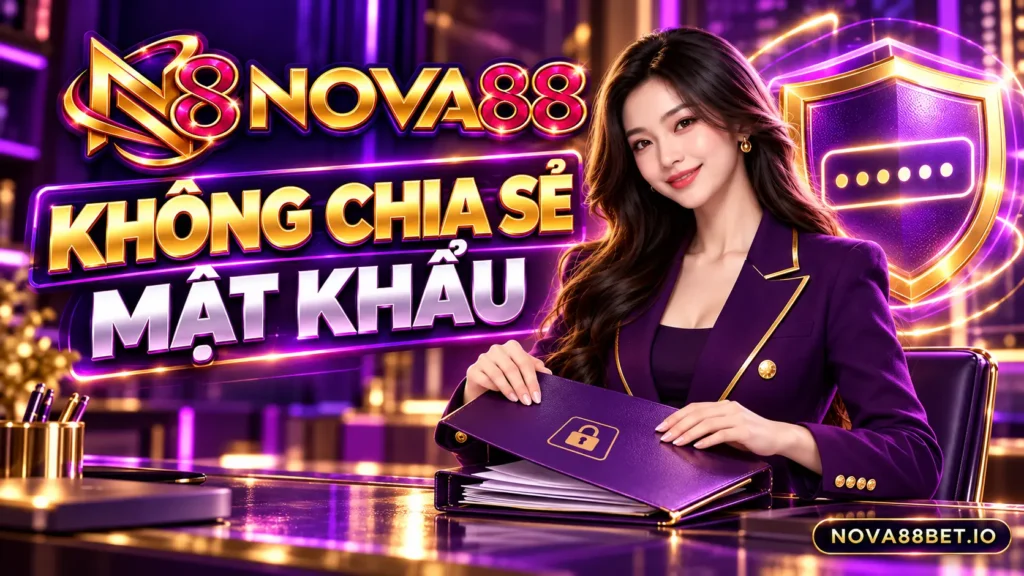 Nhân vật nữ minh họa không chia sẻ mật khẩu cho bài bảo vệ tài khoản Nova88