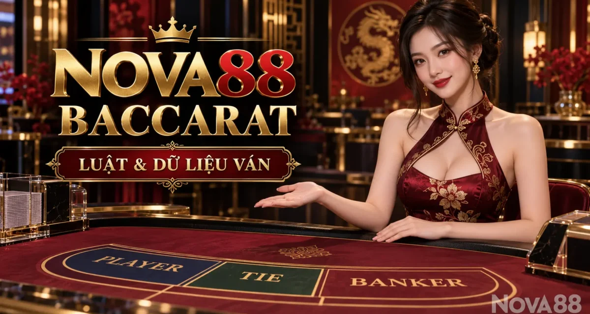 Nova88 baccarat với nữ dealer và bàn Player Banker Tie