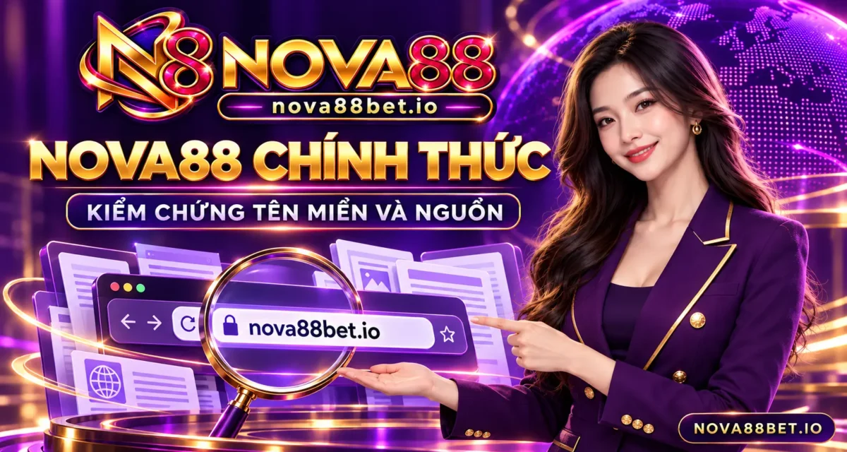 Nhân vật nữ minh họa kiểm chứng tên miền Nova88 chính thức với watermark NOVA88BET.IO