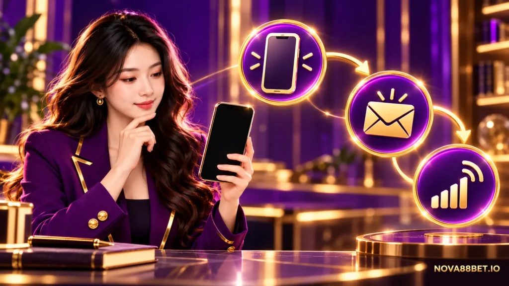 Minh họa kiểm tra điện thoại, hộp thư và kết nối khi mã OTP Nova88 chưa đến