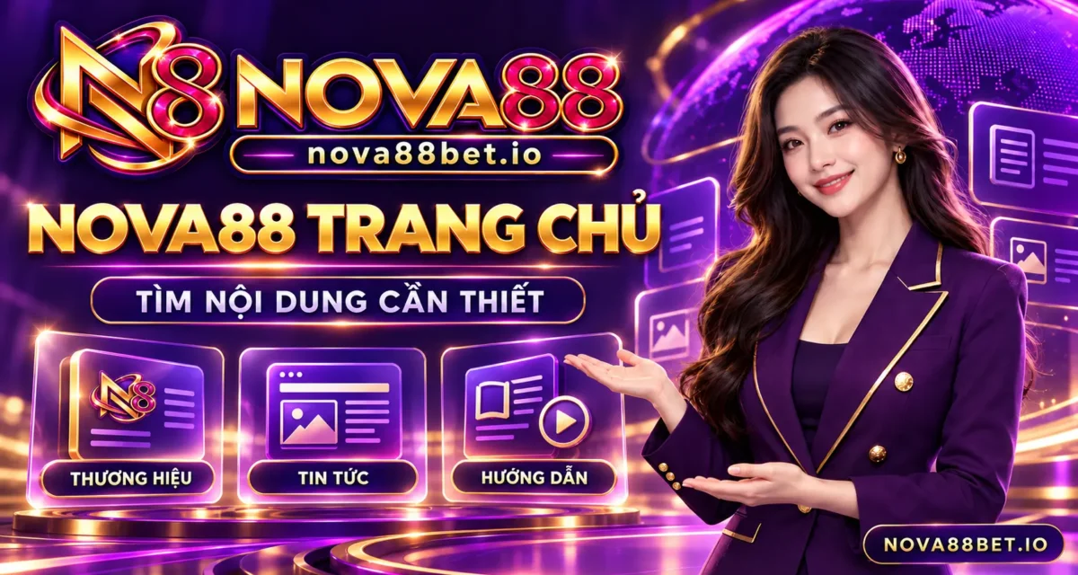 Nhân vật nữ giới thiệu các nhóm nội dung trên trang chủ Nova88