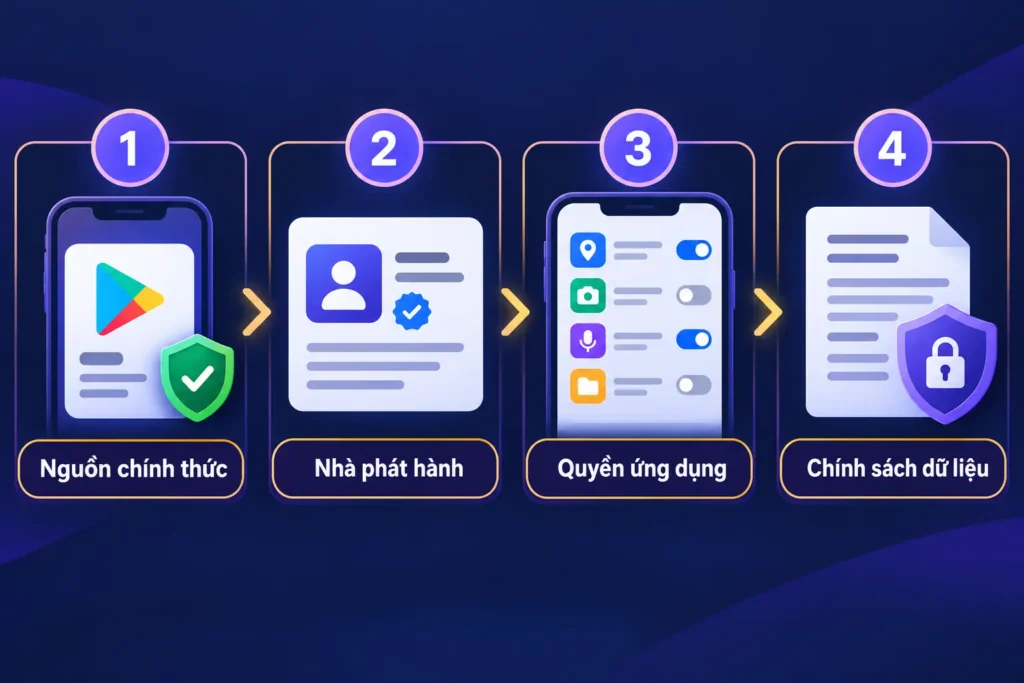 Infographic Nova88 Android về nguồn ứng dụng, nhà phát hành và quyền truy cập