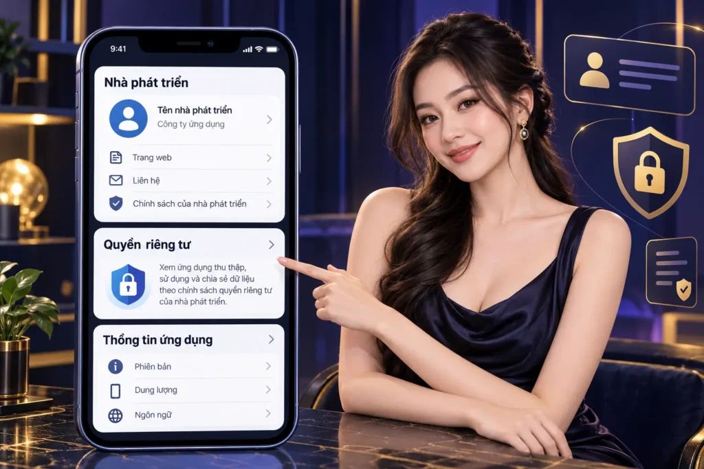 Minh họa Nova88 app iOS với nhà phát triển và quyền riêng tư