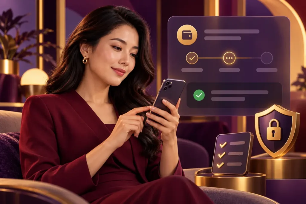 Người dùng theo dõi trạng thái yêu cầu rút tiền Nova88 trên điện thoại