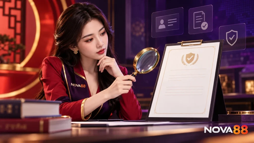 Nữ đại diện Nova88 rà danh sách kiểm tra đối tượng, thời hạn, trò chơi hợp lệ và điều kiện rút.